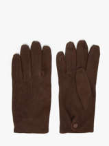 Herenhandschoenen Sude Leder Met Zijden Voering Omega Bruin men gloves S